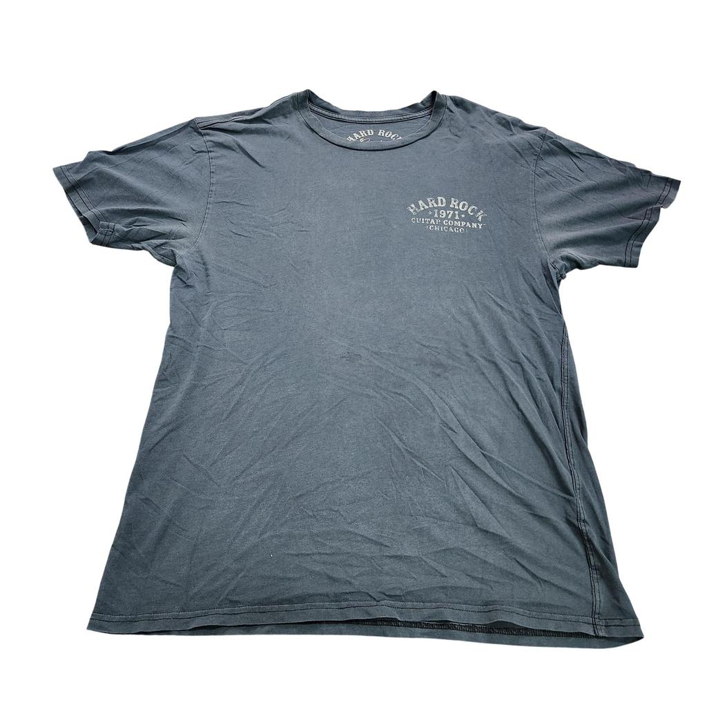 Hard Rock Shirt Mens Large Gray Guitar Company 1971 Chicago Graphic Tee Tagless Unisex T-Shirt