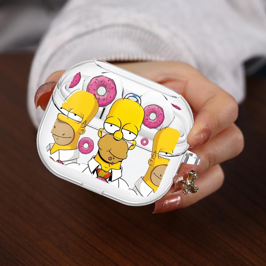 Cartoon The S-simpsons Clear Earphone Cases Cover With Hook Case For Samsung Galaxy Buds 4Pro 4 Pro 2 Live 2Pro 3 FE 3Pro