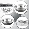 Edelstahl Becken Set Sieb mit Reibe Lebensmittelaufbewahrungsbehälter für Früchte Salat