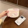 Abay 1200ML Pink Instant Noodle Bowl with Cat Stickers