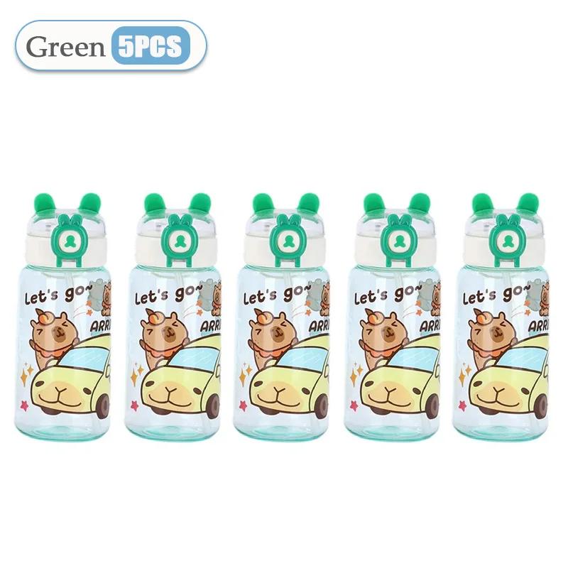1-10PCS Capybara Cartoon 550ml Portable Large-capacity Water Bottle Sports Straw Cups Student Plastic Water Cups Water Bottle