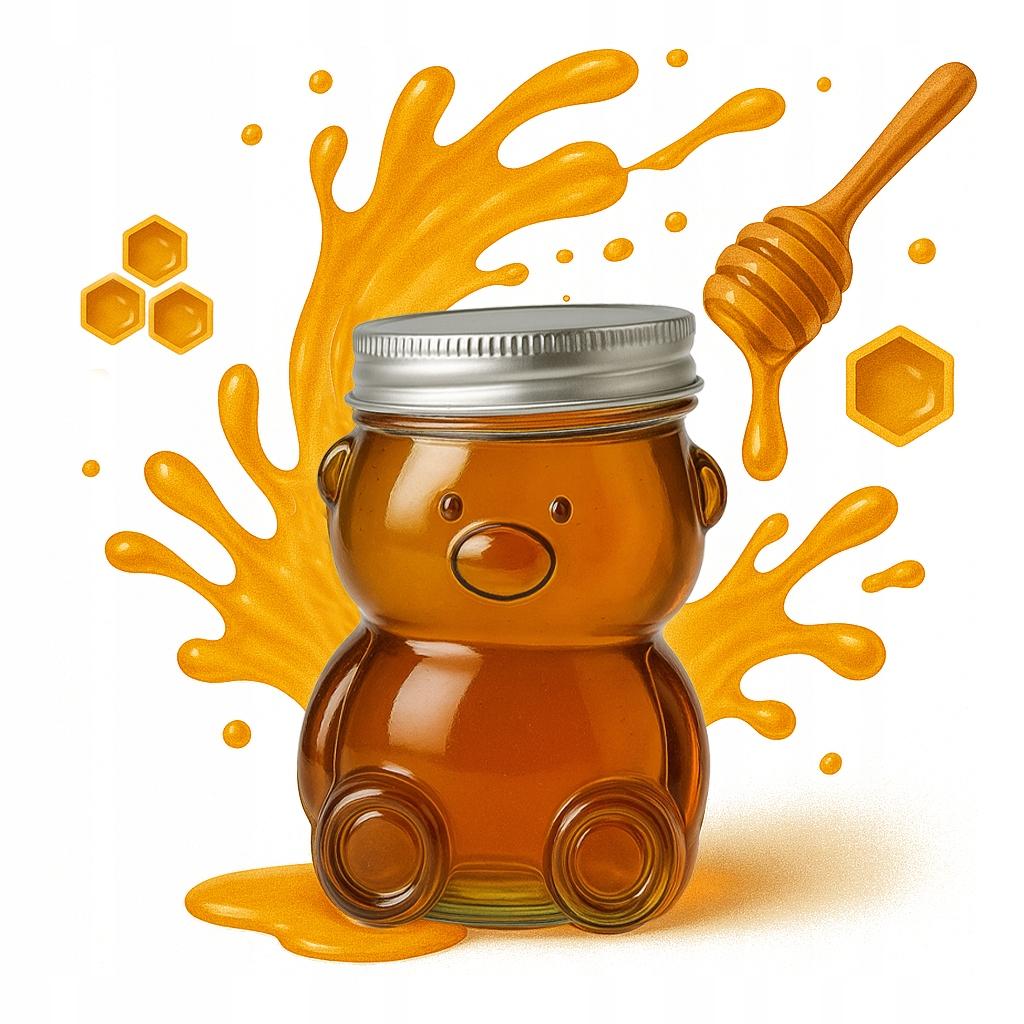 5x 80ml TEDDY TEDDY Glass Jar with Lid for HONEY, Jam, Spices Jar