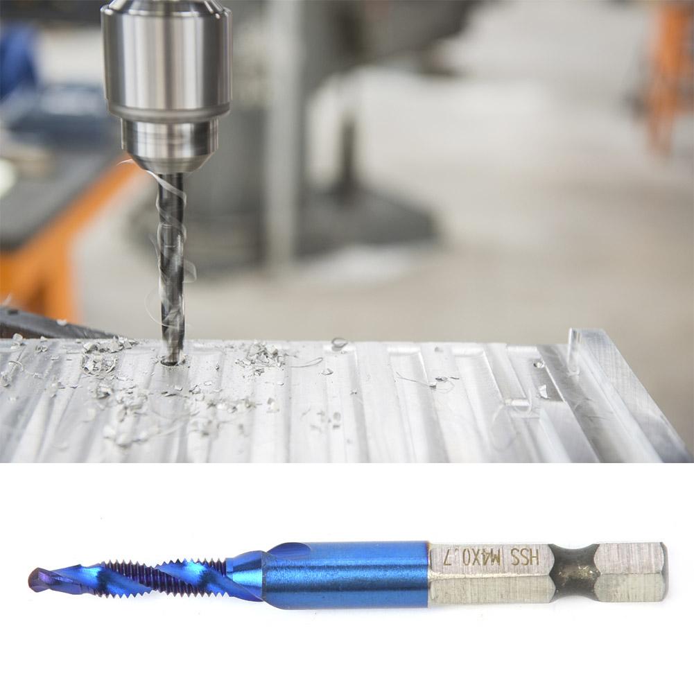 High Speed Steel Plated Blue 6.35mm Hex Shank Tap Drill Bit HSS Compound Tap (M3)