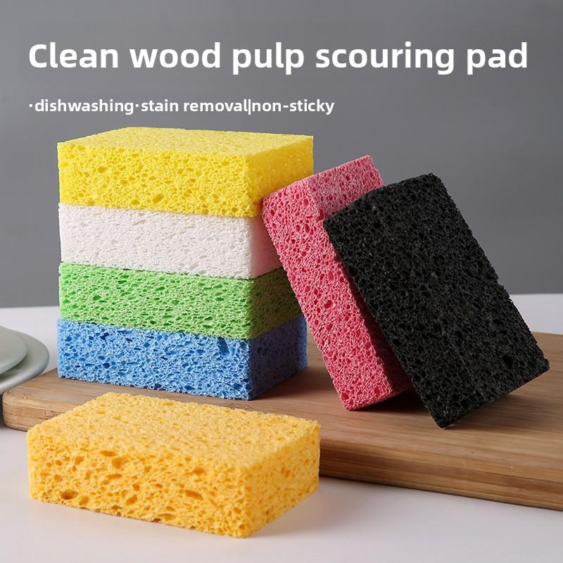 1Pc Natural Wood Pulp Cotton Dishwashing Sponge Scouring Cloth Cleaning Dishwashing Decontamination Nano Sponge Magic Wipes