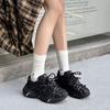 Leather platform dad shoes women's 2025 autumn new mesh breathable comfortable versatile casual sports shoes running shoes