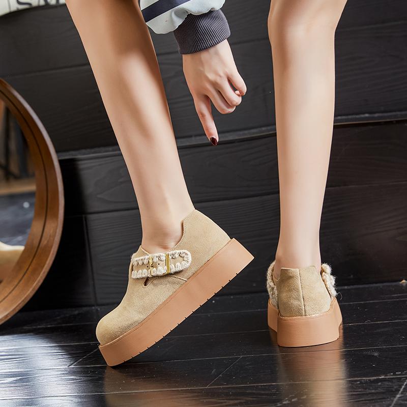Fashion AIYUQI Women Spring Shoes Genuine Leather 2025 Spring New Platform Women's Loafers Suede Flat Retro Casual Shoes Women