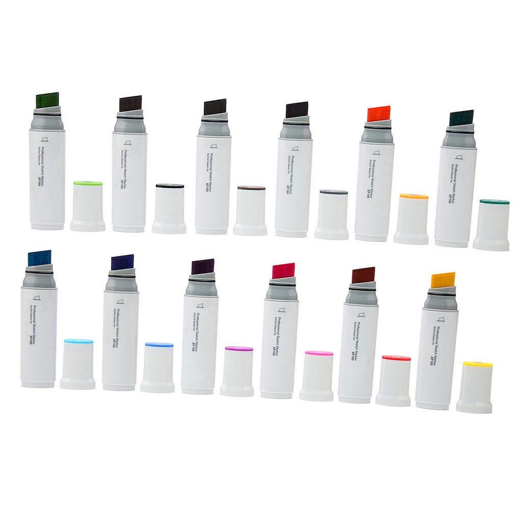 Wide Tip Markers Refillable Ink Even Inking Alcoholic Paint Marker for Paper Plastic Wood Glass 12pcs