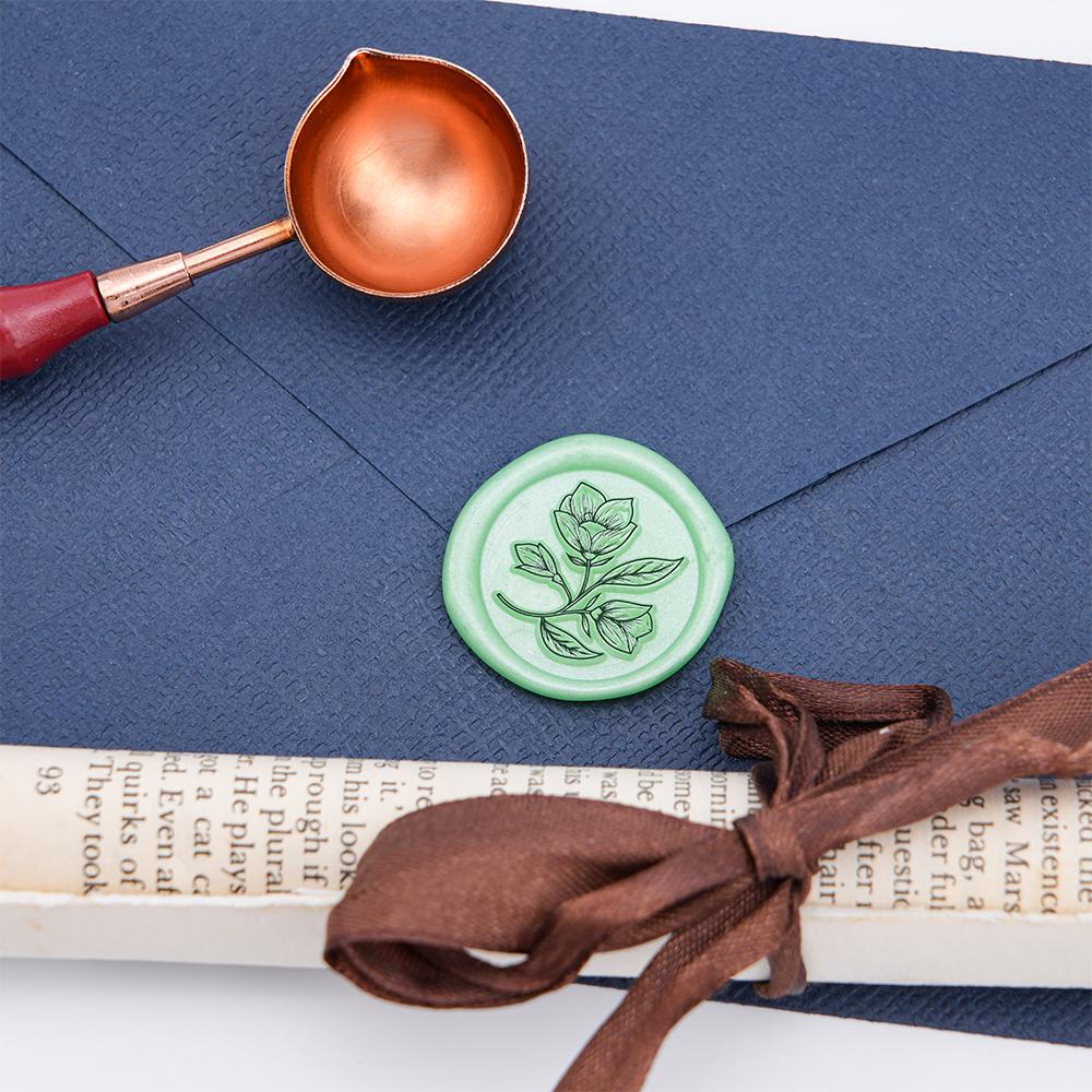 1pc Botanical Wax Seal Stamp Head, Brass Metal Wax Stamp Seal Stamps for Letter Sealing Seals Stamps for Wedding Invitations