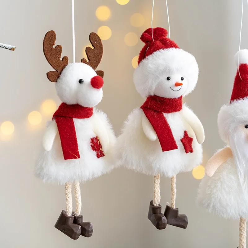 Weihnachtsdekoration Plüsch Engel Mädchen Puppe Anhänger Weihnachtsbaum Hängende Ornamente Plüsch Weihnachtsmann Schneemann Engel Anhänger Dekor Geschenk Spielzeug