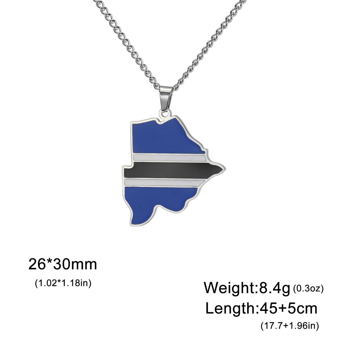 

Botswana Map Flag Pendant Necklaces For Women Stainless Steel Drip Oil African Country Ethnics Jewelry Gift