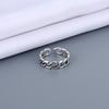 S925 Irregular Boho Fashion Sterling Silver Geometric Adjustable Small Cross Vintage Charm Antique Ladies Ring