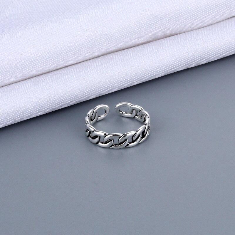 S925 Irregular Boho Fashion Sterling Silver Geometric Adjustable Small Cross Vintage Charm Antique Ladies Ring