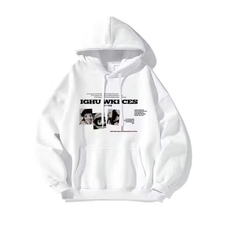 

Мужской свитер с капюшоном, повседневный свободный модный топ с буквенным принтом, универсальное пальто XL белый