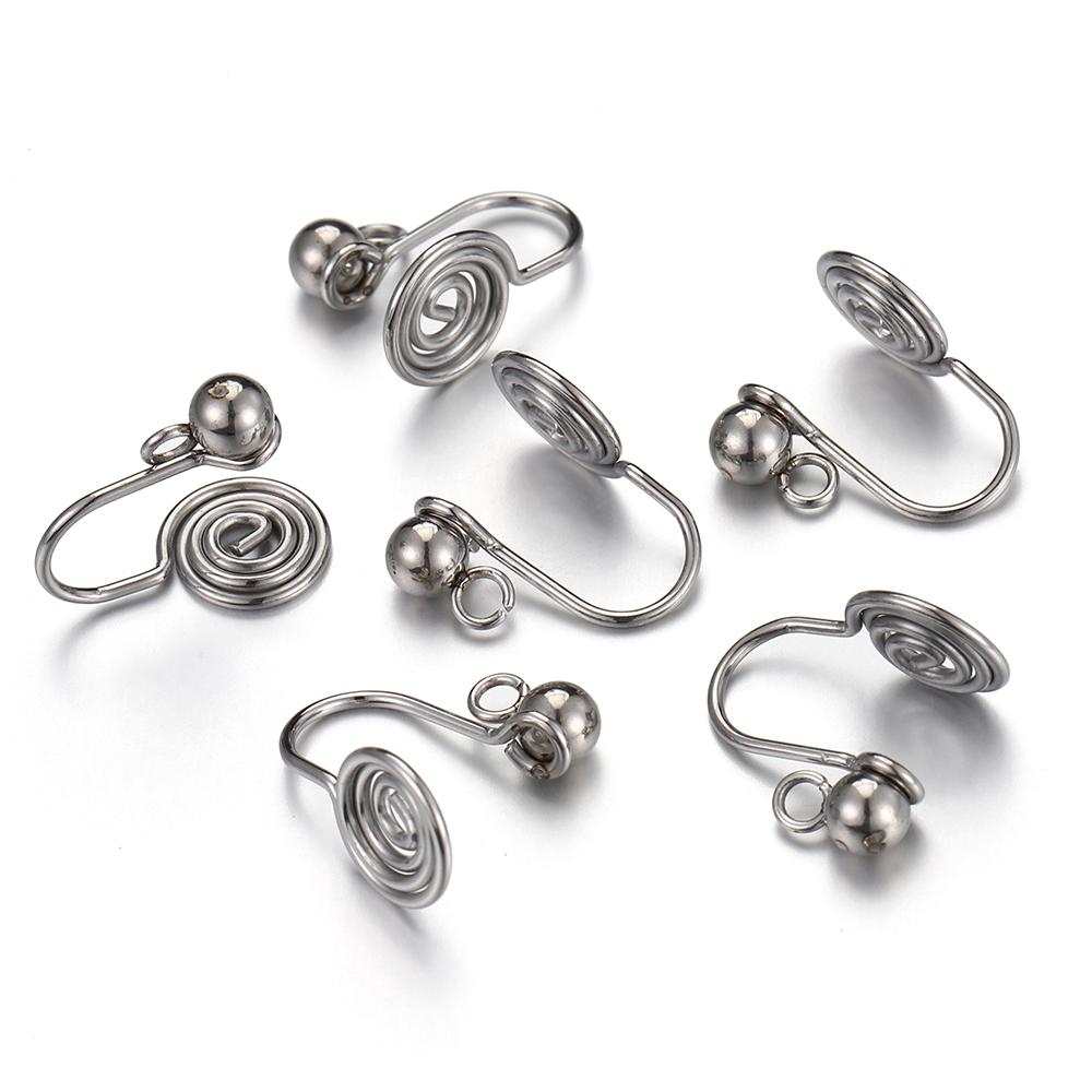 10pcs Stainless Steel Ear Clips Spiral Earrings Gold Silver Color Base for DIY Jewelry Making Components Mosquito Coil Earrings