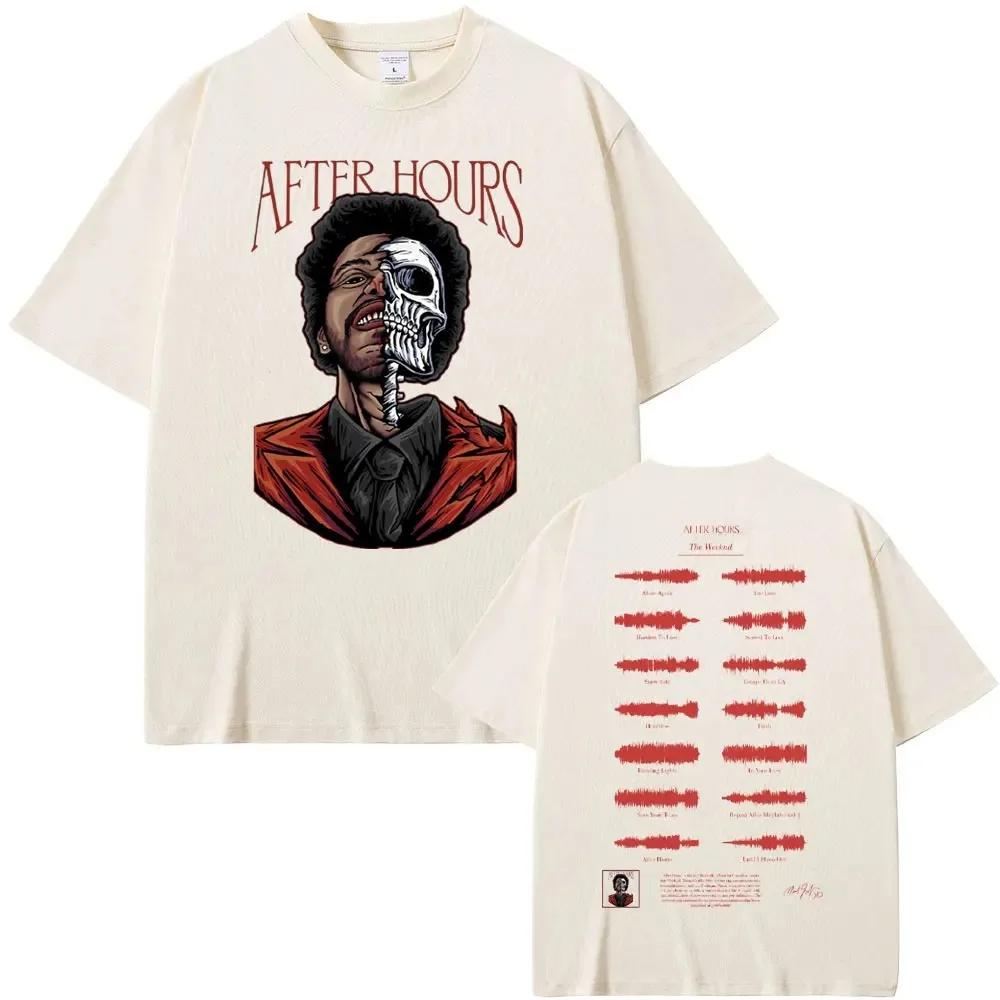 Rapper The Weeknd After Hours Graphic Tshirt Skeleton Streetwear Men Women Hip Hop Oversized T-shirts Men's Fashion Vintage Tees