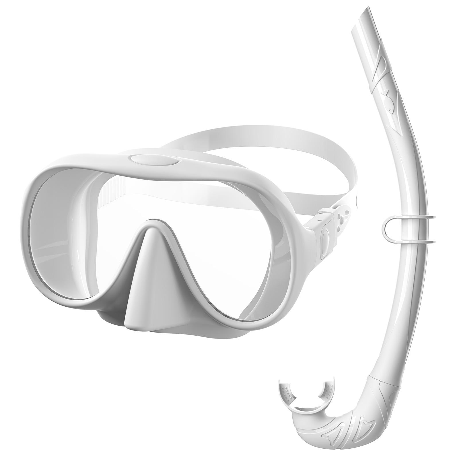 Professional Scuba Diving Mask Tempered Glass Liquid Silicone Single Lens Anti Fog Adult Men Wide View Dive Goggles Gear белый