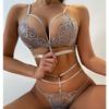 Rote sexy Dessous für Frauen Schwarze 2-teilige exotische Sets Damen Spitzen-Push-Up-BH Tangas Dessous-Set Unterwäsche Sexy Erotische Kostüme