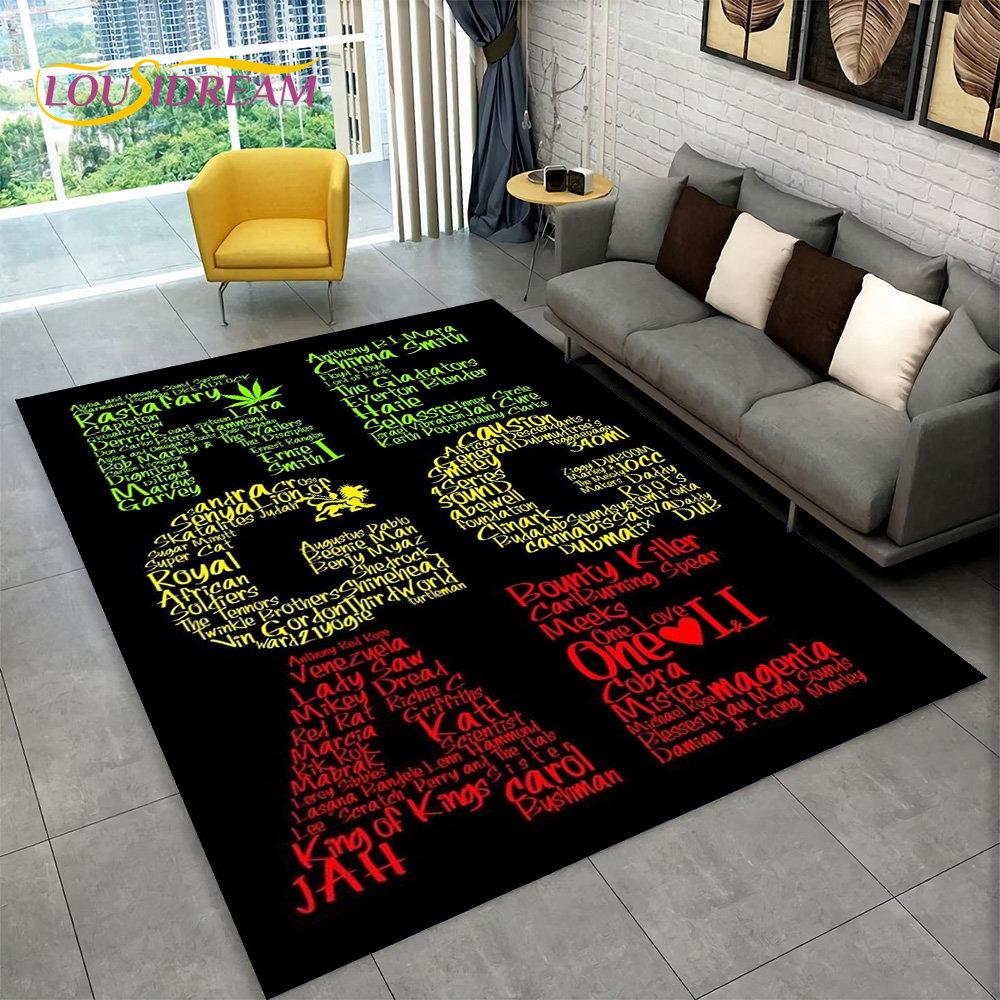 Bob Marley Reggae Music Maple Leaf Jamaican Area Rug,Carpet Rug for Living Room Bedroom Sofa Doormat Decor,Non-slip Floor Mat