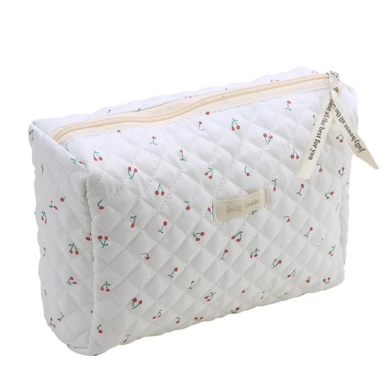 

Hot sale Practical Soft Cotton Women Zipper Cosmetic Organizer Cute Makeup Bag Large Make Up Purse Portable Handbag