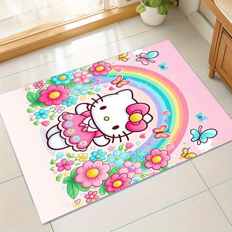 

1 шт. Коврик Hello Kitty с радужными цветами и бабочками для декора комнаты - Идеально подходит для любого домашнего офиса или открытого пространства! Подарочные Идеи2729 60cm by 90cm