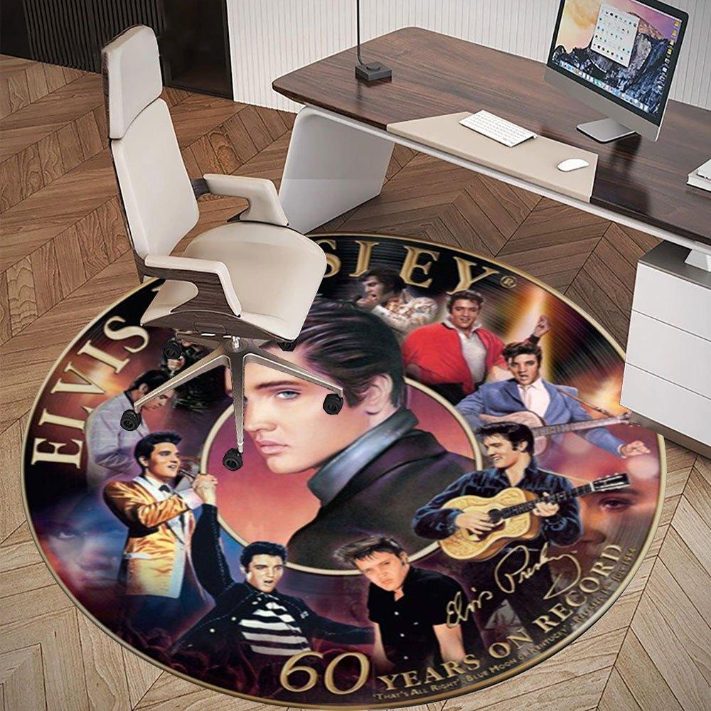 Elvis Presley: 60 Years On Record Commemorative CoinRound Non-Slip Chair Mat Chair Carpet for Office Rugs for Office Decor Gift For Valentine's Day Mo