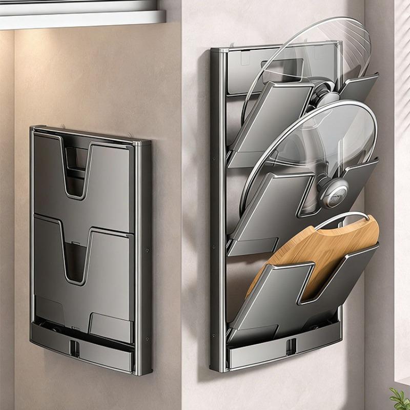 Suction Cup Non-punching Lid Rack Wall-mounted Multi-functional Kitchen Folding Rack Placement Anvil Cutting Board Storage