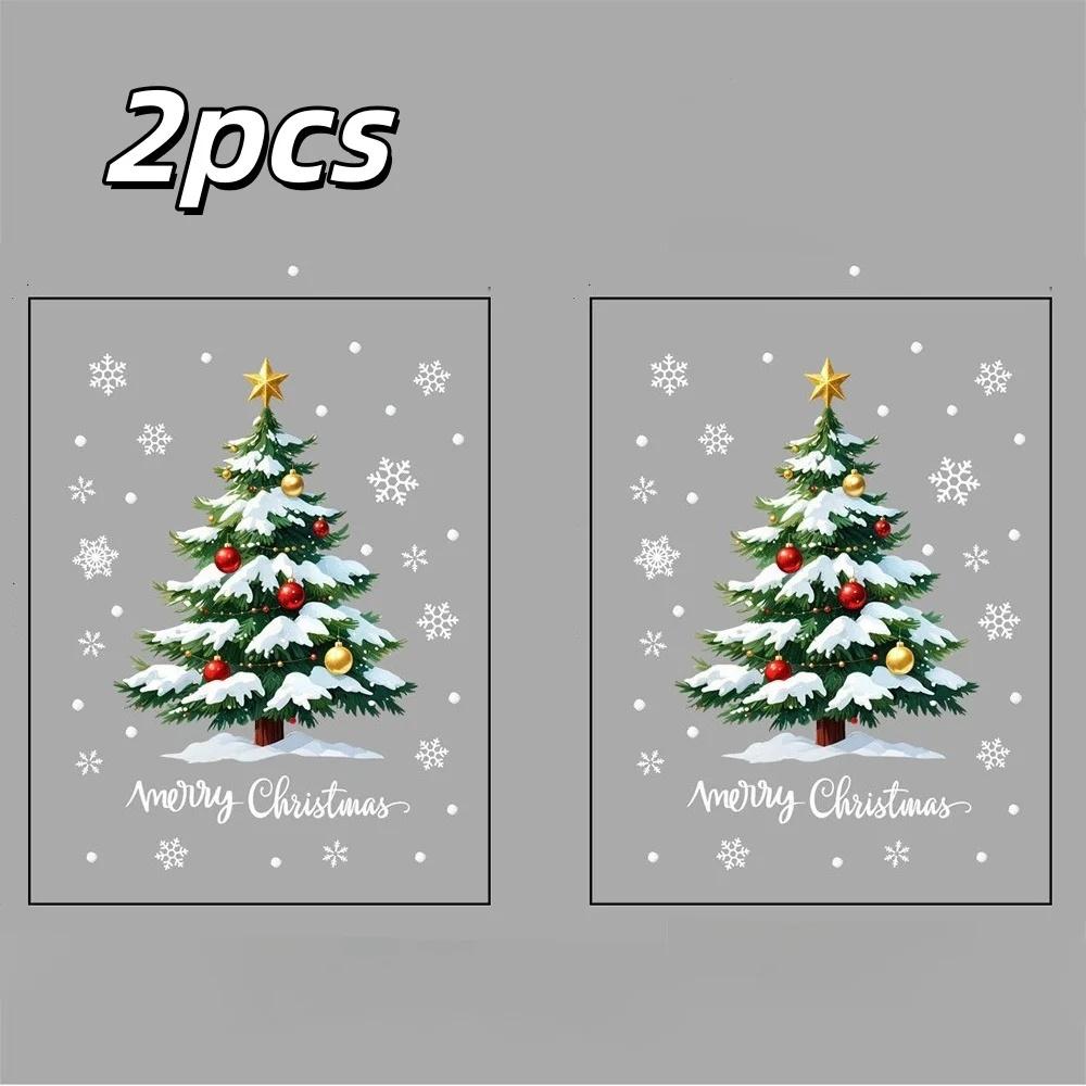 1-10pc Christmas Window Sticker Xmas Tree Snowman Snowflake Glass Decoration Electrostatic Sticker Party Festival Supplies Decor
