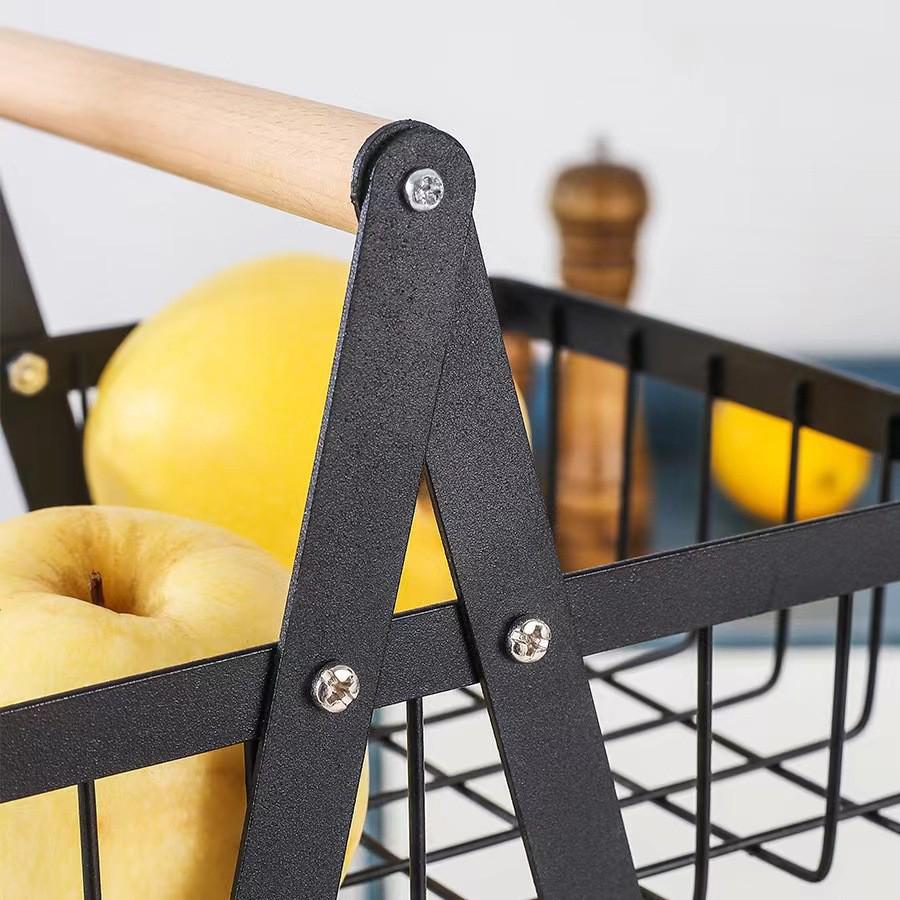 Detachable Double-Layer Wrought Iron Fruit and Snack Basket for Kitchen Countertop Storage