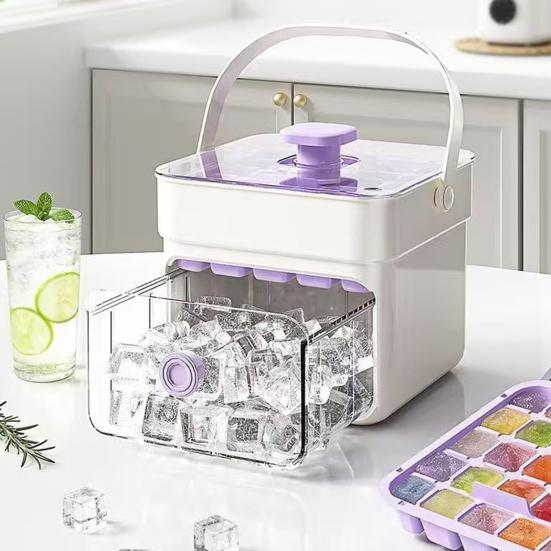 Set Vassoio Ghiaccio 2-in-1, Macchina del Ghiaccio e Contenitore di Stoccaggio, Grande Capacità