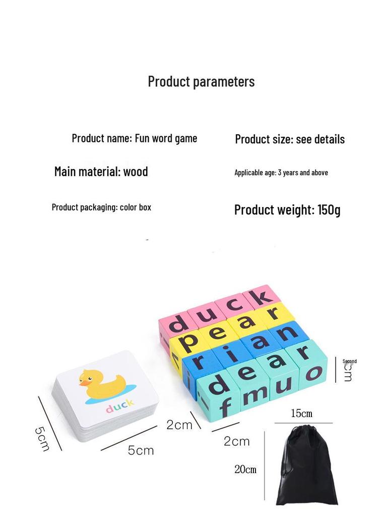 Kids' Spelling Puzzle: Wooden Alphabet Block Game for Early Learning and Intellectual Development