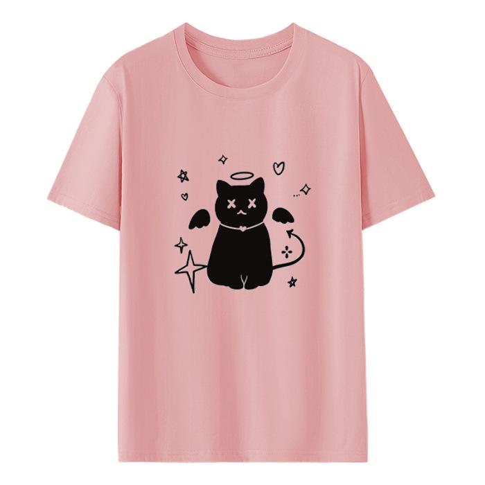 Black t-shirt women's 2025 new summer cotton loose American half-sleeve t-shirt niche chic top