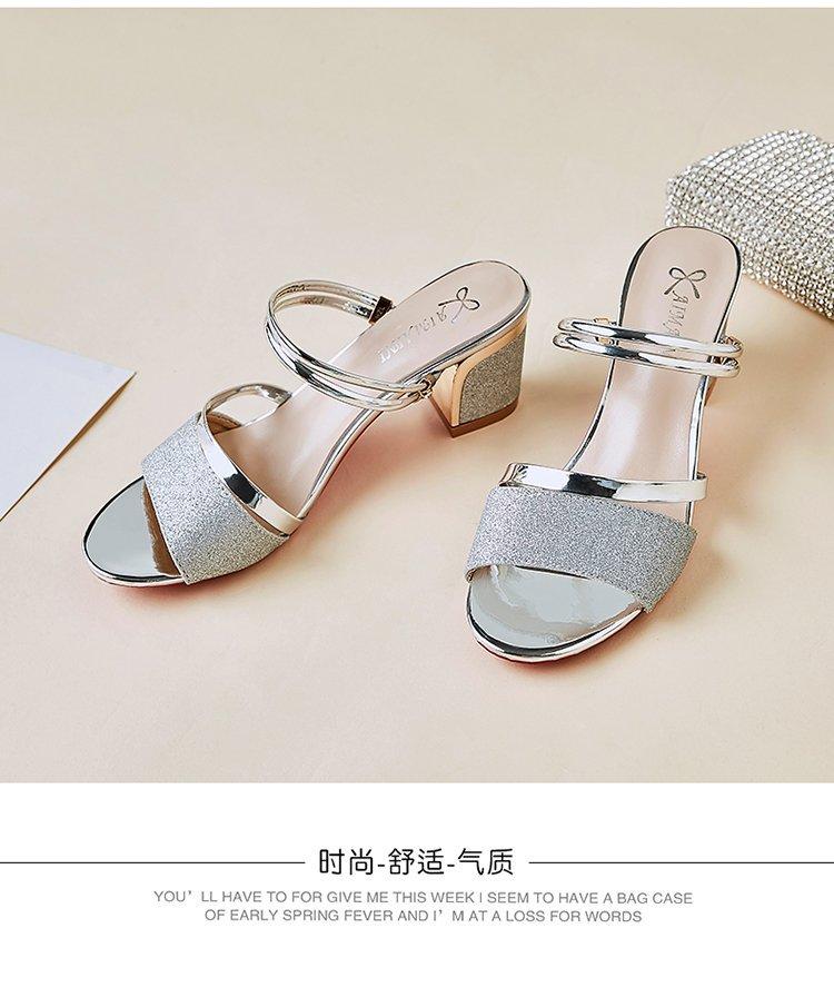 

Sandals women s fashion two wear sandals women s fish mouth sandals thick heel medium heel slippers 35 срібний