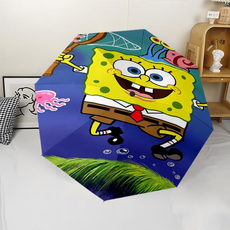 SpongeBob SquarePants Theme Automatic Umbrella, Lightweight & Portable, 8 Rib, Perfect for Outdoor Travel, Birthdays, Christmas, Gifts.