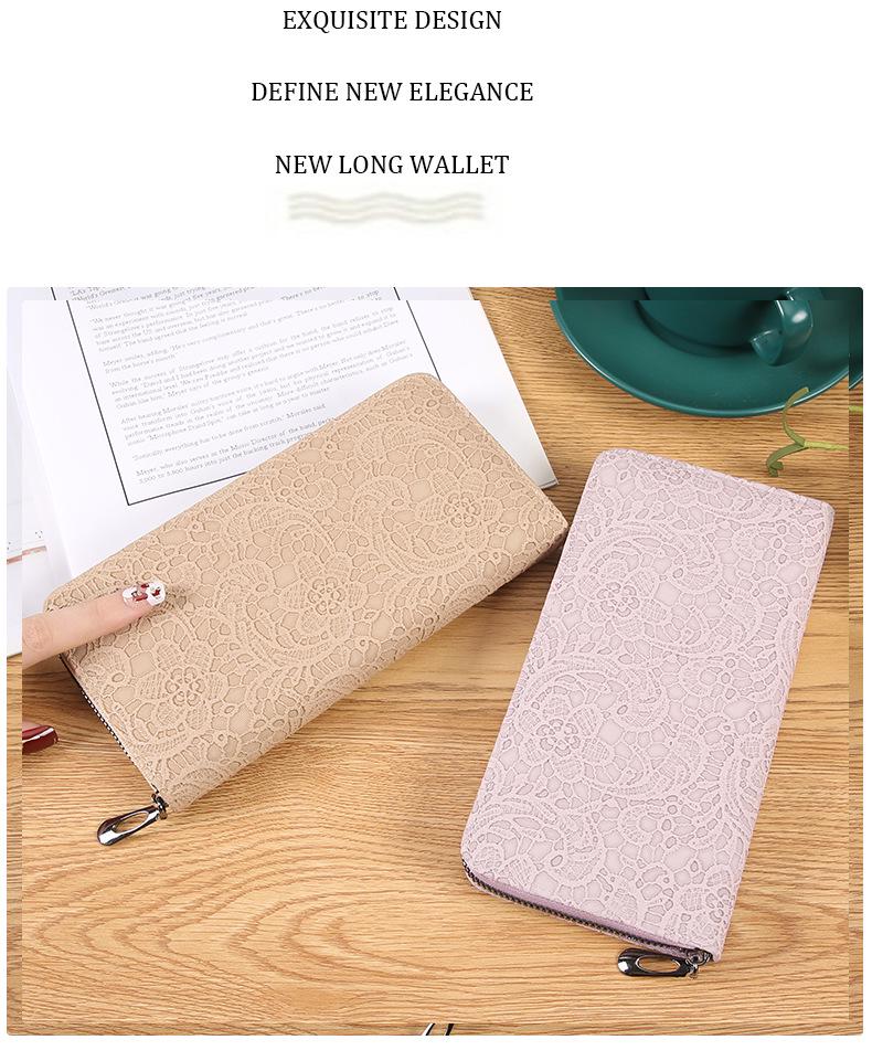 Trendy Embossed Single-Zip Women's Clutch Wallet with Multi-Card Slots