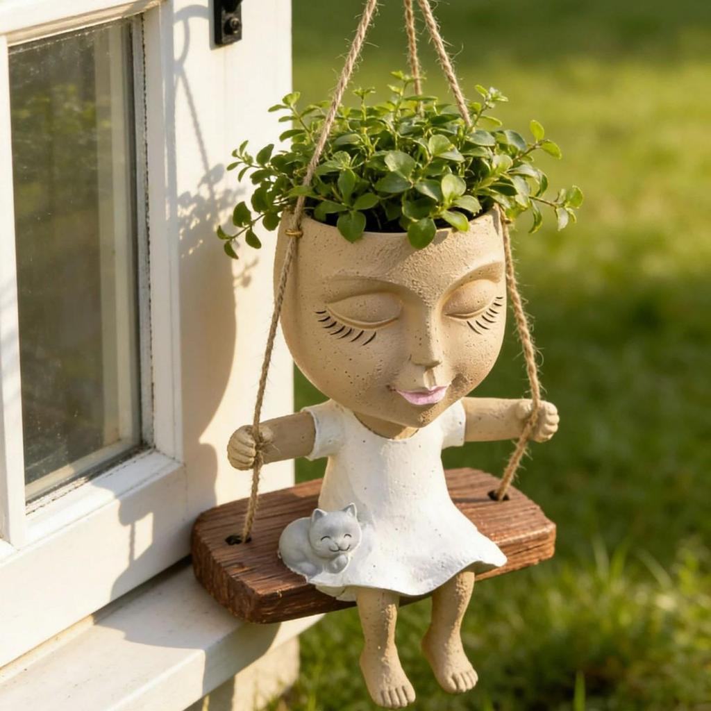 Exquisite Creative Resin Portrait Vase with Drainage, Perfect for Plants