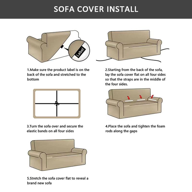 1Pc Printed Sofa Slipcover Non-Slip Elastic Sofa Cover With Skirt Furniture Protector For Bedroom Office Living Room Home Decor