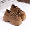 Fashion Designer New Autumn Women Leather Sneakers Pumps 10CM High Platform Lace-up Casual Shoes Thick Sole Walking Shoes Zapatos Mujer