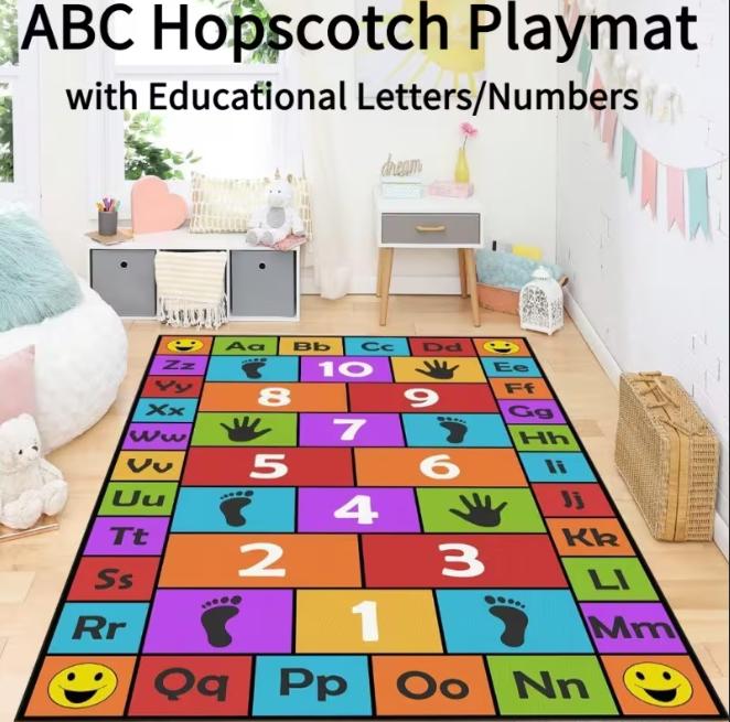 

Colorful Road Polyester Carpet Cartoon Print Floor Mat Washable Crawling Carpet Kindergarten Indoor Room Supplies Bedside Gifts 40x60cm