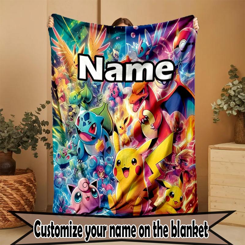 Coperta Personalizzata con Nome e Stampa Anime, Decorazione per la Casa, Camera da Letto, Divano, Campeggio, Divano, Regali per Compleanno Natale