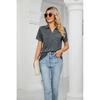 2026 Spring/Summer New Women's Fashion Solid Color Short Sleeve Turn-down Collar Pocket Loose T-shirt Top for Women