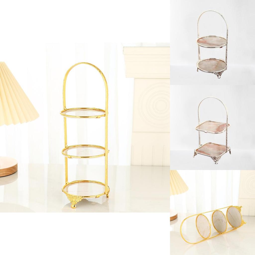 Multilayer Food Tray Organizer With Gold Finish For Home And Gift Use