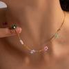 Women's Titanium Steel Crystal Flower Choker Necklace Set
