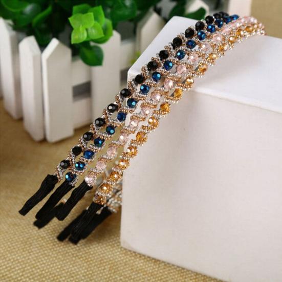 Fashion Single Row Handmade Girls Headband Rhinestones Women Hair Hoop Headwear