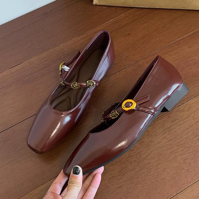 Fashion Women Flats Shoes Flower Square Toe Loafers Elegant New Sandals 2025 Summer Mary Jane Shoes Woman Walking Mujer De Sandalias