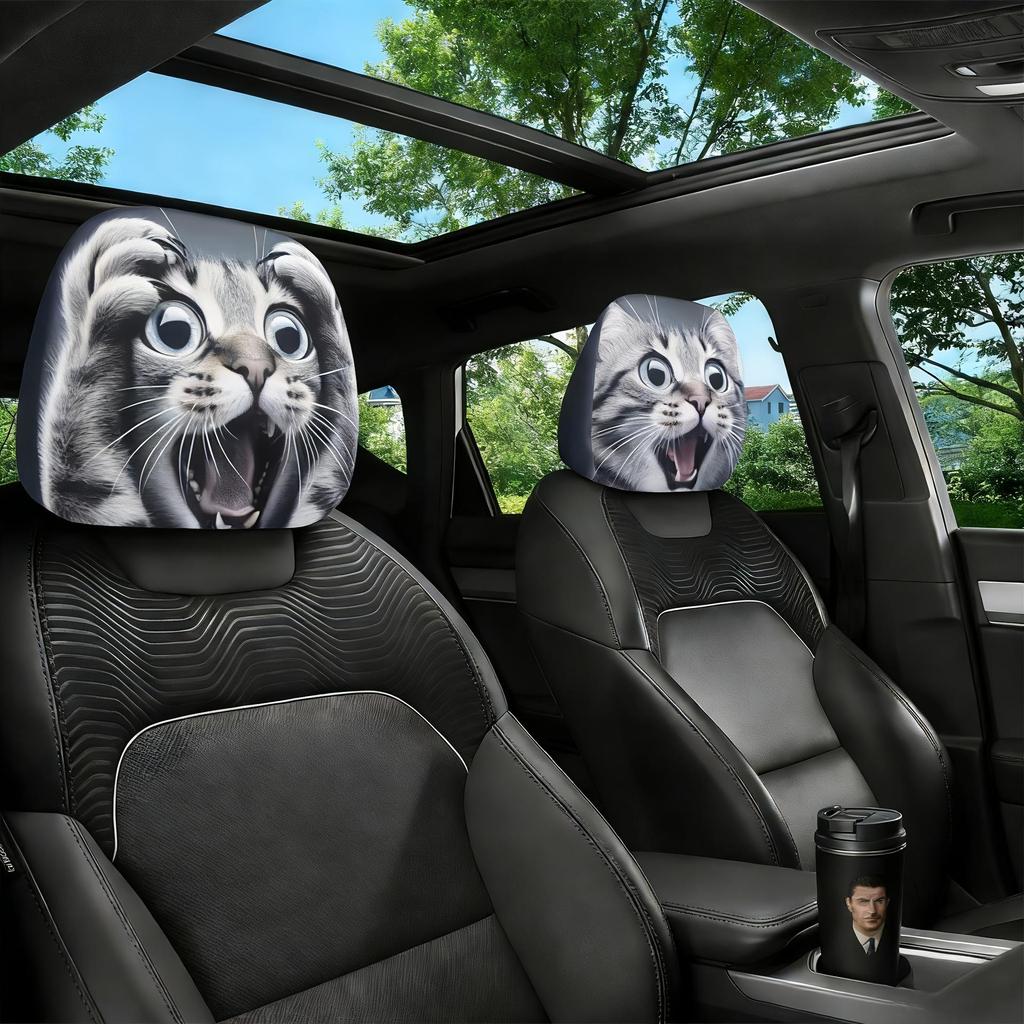 Universelle bedruckte Polyester-Kopfstützenbezüge für SUVs und Limousinen, Dekorativ & Etikettierbar.