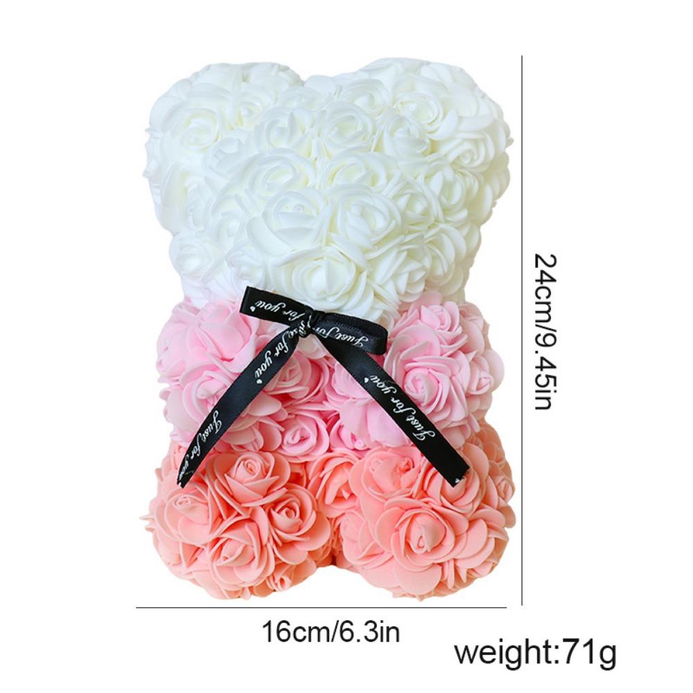 16*24cm Künstlicher Teddy-Rosenbär Mehrfarbig Romantisches Valentinstagsgeschenk Blumenbär Muttertags-Ewiger Blumenbär