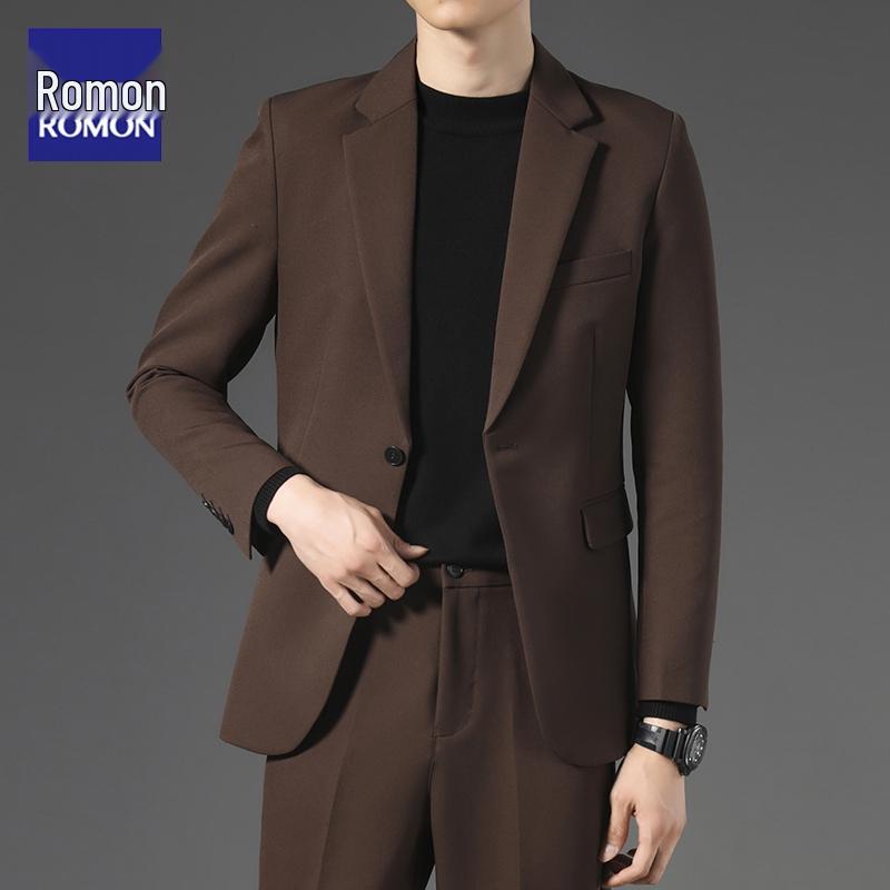 Romon Men's Slim Fit Blazer - Stylish Korean Trend for Spring & Autumn