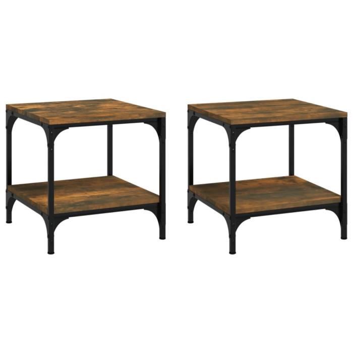 819382 vidaXL Side Tables 2 Pcs Smoked Oak 40x40x40 Cm Engineered Wood