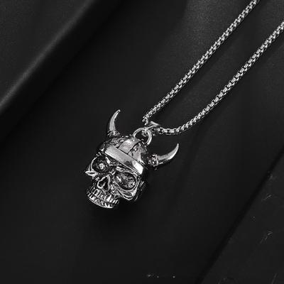 Nuevo Collar Colgante de Campana de Calavera con Cuernos de Oveja para Hombre, Simple, Moderno y Personalizado