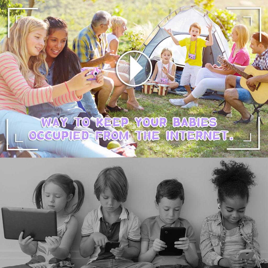 Kinderkamera, ARNSSIEN 180° Klappobjektiv-Kamera für Kinder, 2,4 Zoll IPS LCD Digitalkamera mit Silikonhülle, Kinderselfie-Kamera für 3 4 5